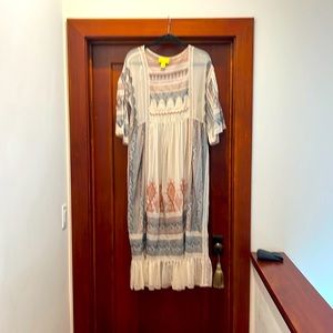 Anthropologie Maeve sheer dress with stitched detail and lace.  XS